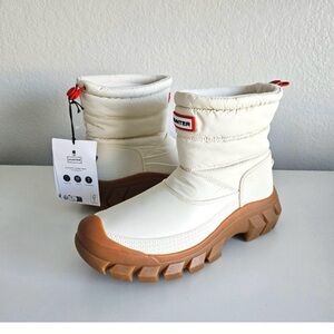 NWT Hunter | Intrepid Waterproof Beige Short Fleece Snow Boot Shoes, Women's 9